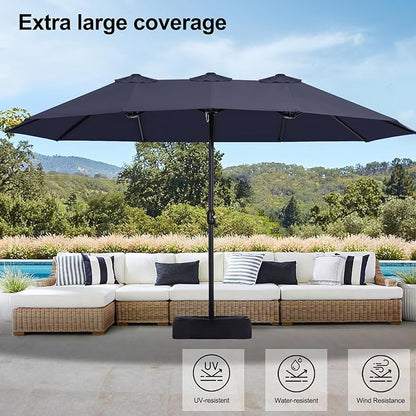 MASTERCANOPY Patio Outdoor Umbrella,15FT Double Sided Large Umbrella with Base