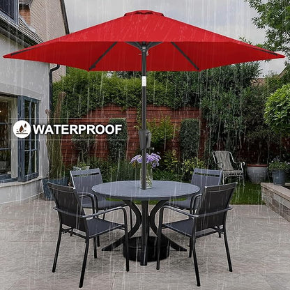FLAME&SHADE 10ft Patio Umbrella - Outdoor Umbrella with 6 Sturdy Ribs, Push Button Tilt and Crank, UV Protection Table Market Umbrella for Pool, Porch，Garden, Deck, Backyard (Red)