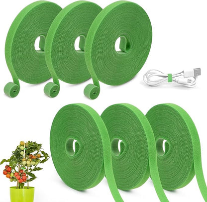 6 Rolls 196 Ft Green Plant Tape for Climbing Plants, 1/2 Inch Reusable Plant Stretch Ties, Adjustable Tomato Plant Supports, Plant Twist Ties for Gardening, Home, Office