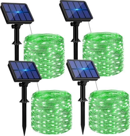 btfarm 4 Pack Solar String Lights Outdoor, 320LED 132FT Halloween Solar Fairy Lights Outside Waterproof, 8 Modes Solar Powered Twinkle Lights for Tree Garden Patio Halloween Decorations, Green