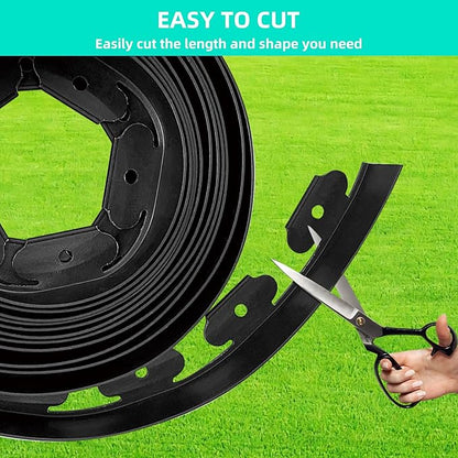 Landscape Edging Coil 66 FT, 2 Inch Tall Garden Edging Border Flexible Lawn Edging Kit with 60 Spikes, Plastic Edging for Landscaping Flower Beds Yard Pathway Paver Edging (2IN x 66FT, Black)