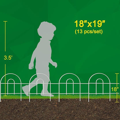 Decorative Garden Folding Border Fence 18in X20ft Rustproof Metal Wire Edging Flower Bed Fences Panel Outdoor White Garden Fencing Edge Patio Landscape