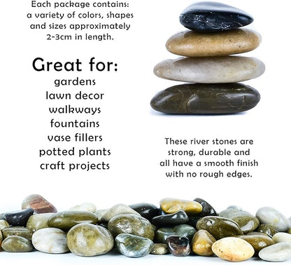 5 lbs Approx. 82 River Rocks Stones for Plants Pebbles for Indoor Plants | Aquarium Fish Tank Rocks | Polished Decorative Rocks for Vases (1.6-2.4 Inches)