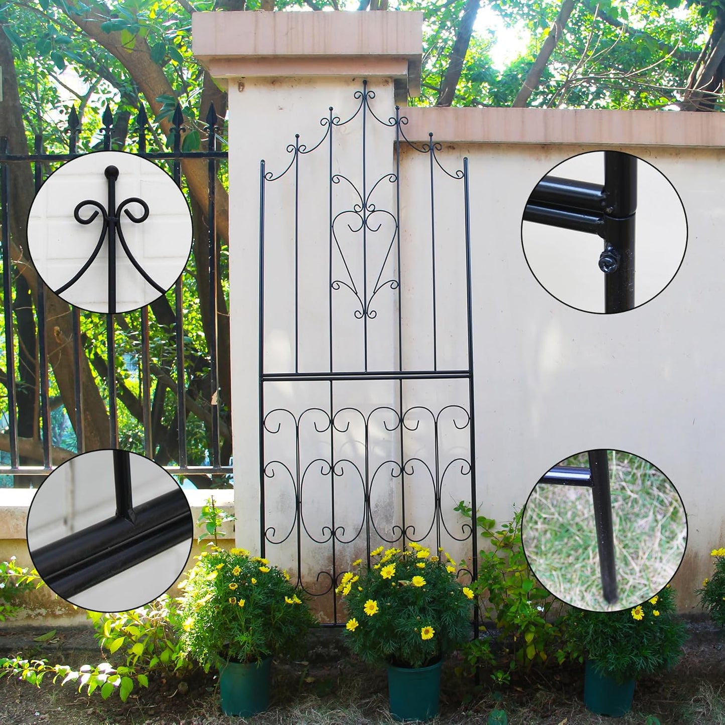 SCENDOR Metal Trellis 86.6" H x 29.5" W Powder-Coated Black Attractive Plant Support Garden Trellis Stylish Garden Addition Lattice Outdoor Yard Décor Roses Vine Ivy Clematis Trellises Black