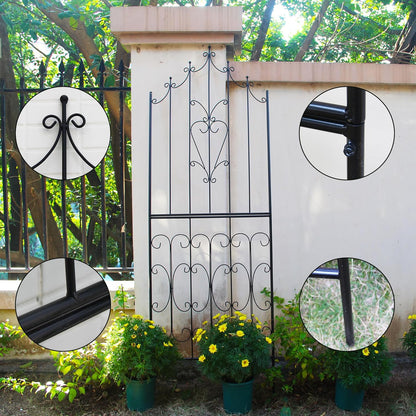 SCENDOR Metal Trellis 86.6" H x 29.5" W Powder-Coated Black Attractive Plant Support Garden Trellis Stylish Garden Addition Lattice Outdoor Yard Décor Roses Vine Ivy Clematis Trellises Black