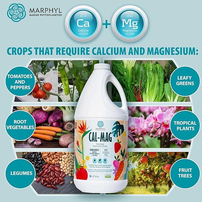 MARPHYL Organic CALMAG Liquid Fertilizer, Calcium + Magnesium, Corrects Common Plant Deficiencies, for Garden, Flowers, Vegetables, Succulents, Bamboo, Hydroponics 67.6 oz