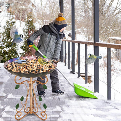 13" Diameter Vintage Metal Bird Bath, Birdbaths with Cast Iron Pedestal, Large Antique Bird Feeder for Outdoors Garden Patio Decor (Colorful Gradient)