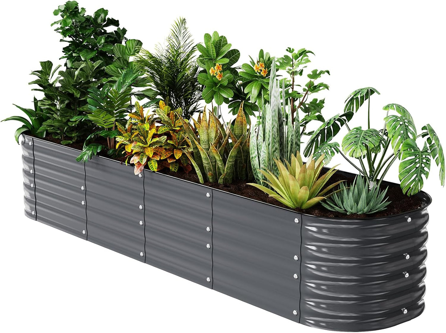 Raised Garden Bed Kit 8×2×1.4 FT Magnesium-Aluminum-Zinc Stainless Steel Metal Planter Box for Planting Outdoor Plants Vegetables（Gray）