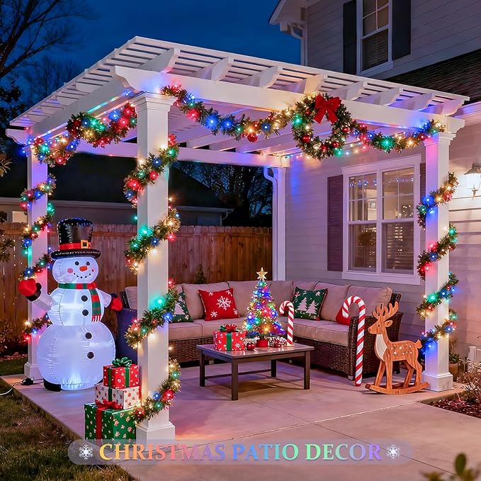 JMEXSUSS 2 Pack Solar Christmas Lights Outdoor Waterproof, Each 33FT 100 LED Multi Colored Solar Fairy Lights, 8 Modes String Light for Outside Yard Patio Tree Garden Christmas Decorations