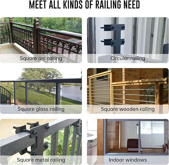 Planter Box Bracket, Flower Box Holder Circular and Square Railings Brackets,Adjustable Deck Railing Planter Box Holder for Patio Garden Fence Pergola Balcony (2 Pieces)