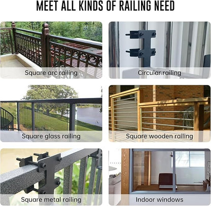 Planter Box Bracket, Flower Box Holder Circular and Square Railings Brackets,Adjustable Deck Railing Planter Box Holder for Patio Garden Fence Pergola Balcony (2 Pieces)