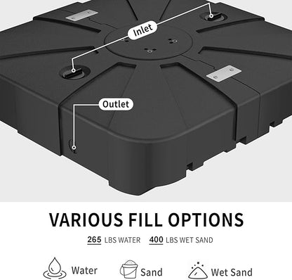 10' X 13' Patio Umbrella with Base Included Outdoor Large Rectangle Offset Cantilever Umbrellas Double Top Heavy Duty Windproof with 360-degree Rotation for Pool Garden Deck
