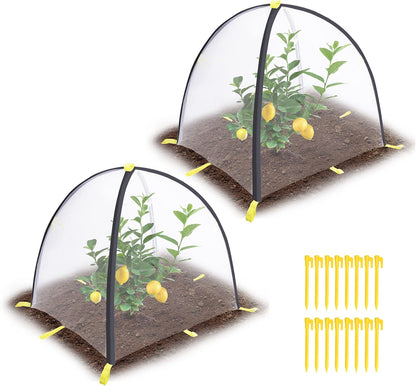 2 PCS Insect Barrier Plant Tent Cover-22 x 22 x 23 Inch Bug Guard Cover with Stakes-Insect Bird Barrier Netting Mesh for Protect Vegetable Plants Fruits Flowers from Birds Animal Eating