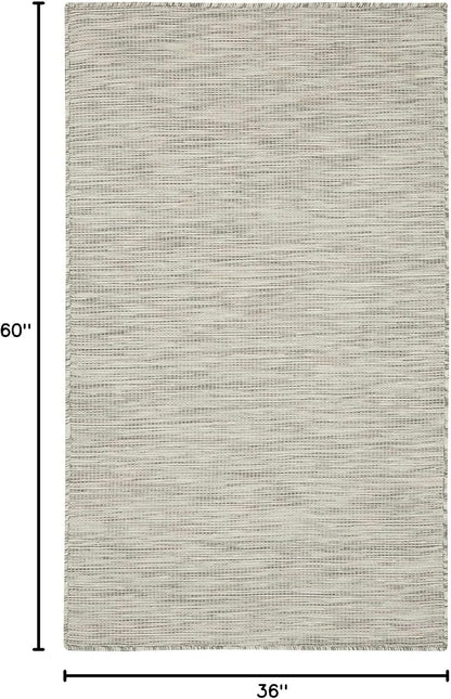 Nourison Positano Indoor/Outdoor Light Grey 3' x 5' Area Rug, Easy Cleaning, Non Shedding, Bed Room, Living Room, Dining Room, Backyard, Deck, Patio (3x5)