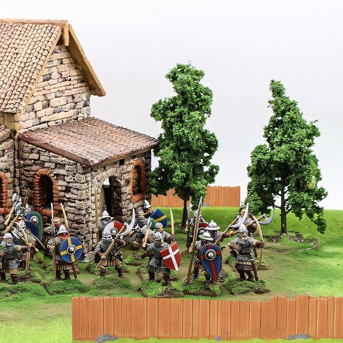 Warmtree Dungeon Walls 8 Pcs Miniature Stone Wall, Fairy Garden Resin Decorative Picket Fence Terrain Building Accessories DIY Wargame Model Diorama