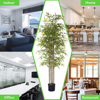 Happygrill Artificial Bamboo Tree, Greenery Plants in Nursery Pot, Decorative Fake Trees Artificial Trees for Home Decor Indoor,Office, Entryway, 5Ft High
