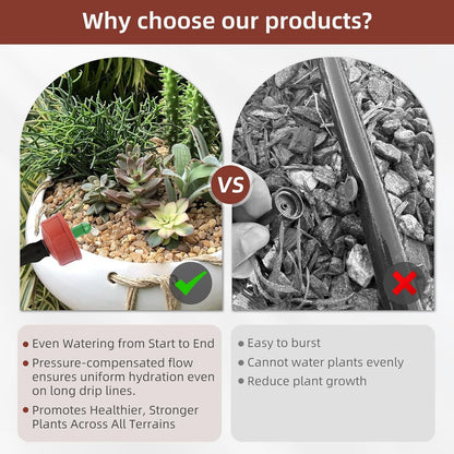 60PCS 0.25 GPH Pressure Compensating Drip Irrigation Spot Watering Drippers/Emitters, Self-Cleaning Constant Flow Drip Irrigation Emitters Heads Irrigation Drippers Parts for Drip Irrigation System