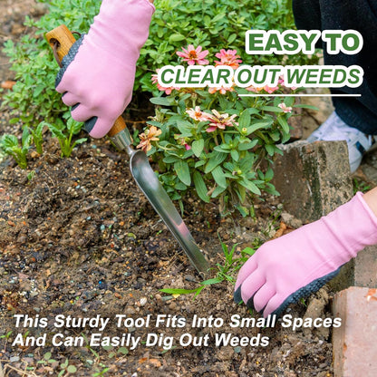 Haliaeetus Seeding Widger, Stainless Steel Garden Planting Trowel for Repotting, Long and Narrow Widger for Weeding from Tight Areas, Hand Transplanter with Wood Handle for Planting, Weeding, Digging