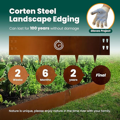 Corten Steel Edging Steel Landscaping Edging 40 Inch Strips 12 Inch Depth Garden Landscape Edging Metal Border Edge Rusted for Yard Lawn Outdoor Flower Plant 6 pcs by GZGNEEVL