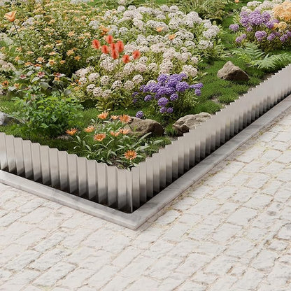 SnugNiture Corrugated Metal Garden Edging,6" x 50' Sturdy Lawn Edging Border,Landscape Edging Border for Lawn, Flower Bed,Garden and Yard