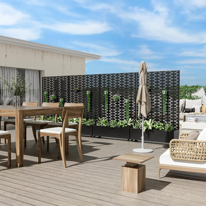 Casaphoria Metal Raised Garden Bed with Trellis and Wheels, 47"x47"x16" Planter Box for Climbing Plants, Vegetables & Vines, Features Drainage Holes and Privacy Screen, Black-Square