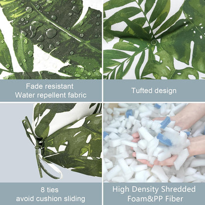 LVTXIII Outdoor Seat/Back Chair Cushion Patio Tufted High Back Cushion, Seasonal Replacement Rocking Chair Cushion with Ties (22” W x 20D”, Set of 2, Palm Green)