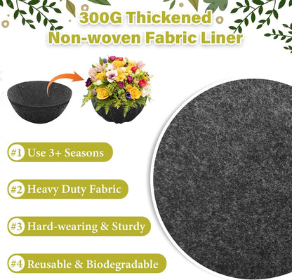 Riare 8 Pack 14 Inch Round Fabric Planter Basket Liner- Hanging Basket Liners Replacement Coco Fiber Liner Alternative for Hanging Basket Flowers (Prevent Birds from Nesting)