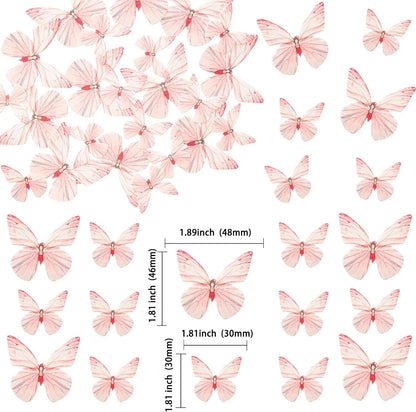 Ephlyn 72Pcs Edible Butterflies for Cake Decorating Pink Butterfly Cake Decorations Pink Butterflies Cupcake Toppers for Wedding Birthday Anniversary Flower Themed Party Supplies
