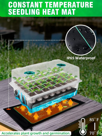 80-Cell Self-Watering Seed Starter Tray with Grow Light and Heat Mat, Plant Starter Trays Seed Starter Kit, Seed Starter Tray for Seed Starting, Plant Germination & Seedling Growing, 2 Pack