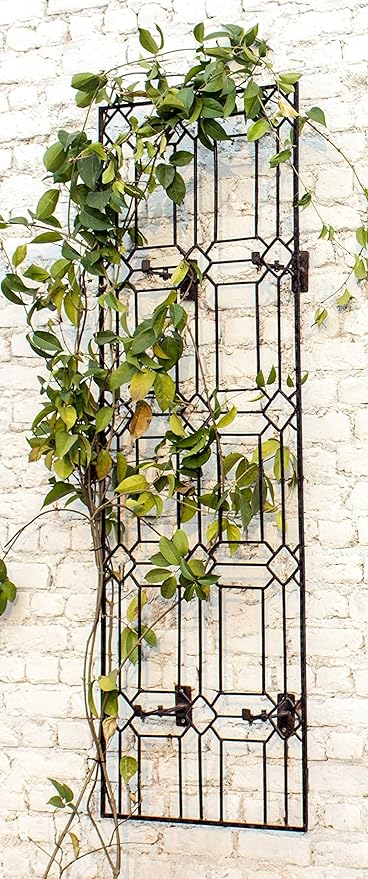 H Potter Outdoor Metal Wall Decor or Trellis for Climbing Plants Art Garden Panel Roses Vines Privacy Includes Brackets for Hanging GAR258W1