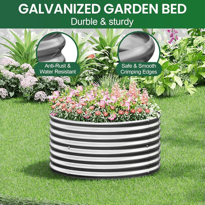 5 Pack 2x2FT Round Galvanized Raised Garden Bed Outdoor,Metal Garden Bed for Vegetables,Steel Raised Beds for Gardening,Above Ground Garden Box for Flower