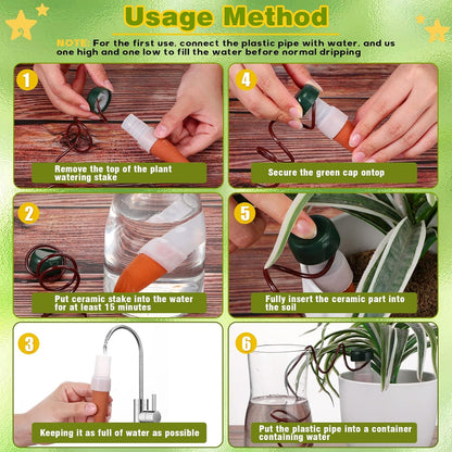 10 Pack Plant Watering Stakes Automatic Devices Plant Self Drip Irrigation Slow Release Indoor Outdoor Terracotta Water Spikes for Potted Plants Flower (Dark Green Base)