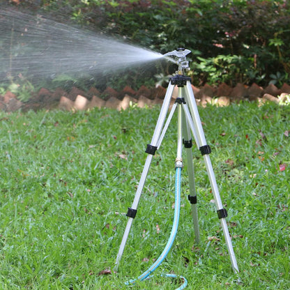 STYDDI Heavy Duty Impact Sprinkler on Tripod Base, Tall Metal Pulsating Telescoping Tripod Sprinkler for Large Area, Yard, Lawn, Garden, Waters up to 70 Ft. Diameter, Legs Extends Up to 36-inch