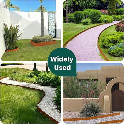 Corten Steel Landscape Edging 40" Lx 6" H Steel Landscaping Edging 6 pcs Metal Landscape Edging Garden Landscaping Border Edge for Yard Lawn by GZGNEEVL