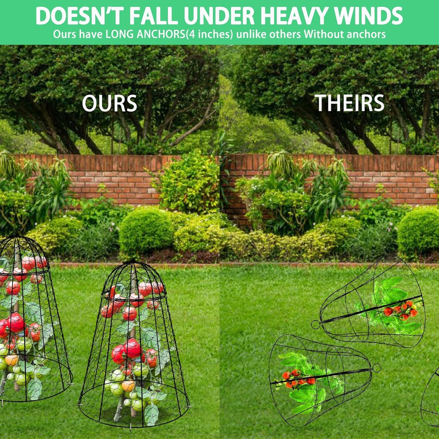 Garden Cloches for Plants Extra Large Sapbontchi Garden Cloche Chicken Wire Cloche for Plants Cages Cover Plant Protectors from Animals in Outdoor Vegetable Garden Set of 6 Plant Cloche 20" H x 12" D