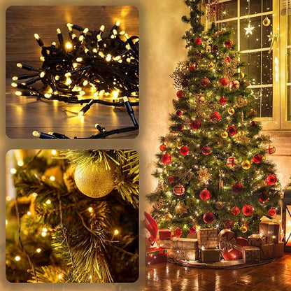 4 Pack Solar Chrismas Lights Outdoor, 170 FT Total 480 LED Solar String Lights for Outside with 8 Modes & Memory Function, Waterproof Twinkle Light for Xmas Tree Yard Party Decorations (Warm White)