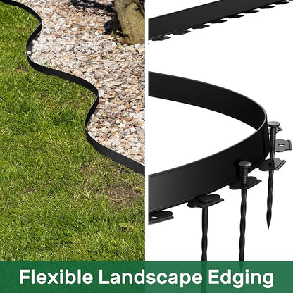 AGTEK Garden Edging 40FT Landscape Edging Kit 2 Inch Height Plastic Garden Border No Dig Lawn Border for Yard Flower Bed with 36 Stakes