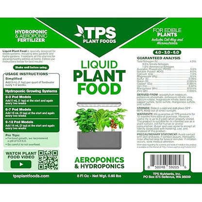 Liquid Plant Food for use in AeroGarden, IDOO and Hydroponic Growing Systems, Liquid Fertilizer, 32 oz (1 Quart)