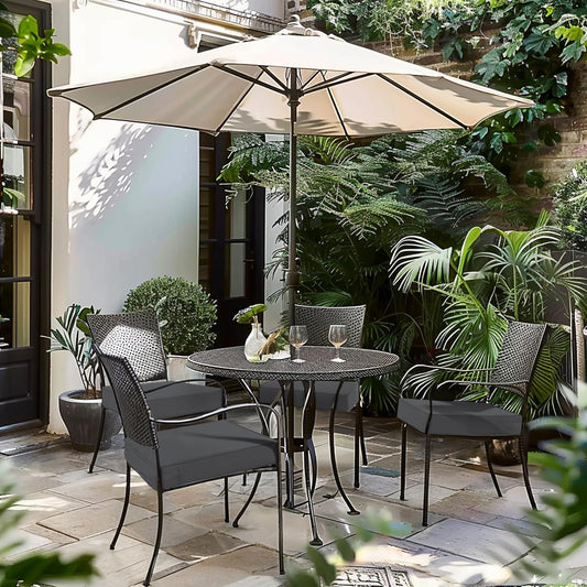 Favoyard Patio Chair Cushions 17 x 16 x 2 Inch Waterproof Outdoor Seat Cushions for Patio Furniture 3-Year Color Fastness Garden Sofa Couch Pads with Handle & Adjustable Straps Set of 2, Dark Grey