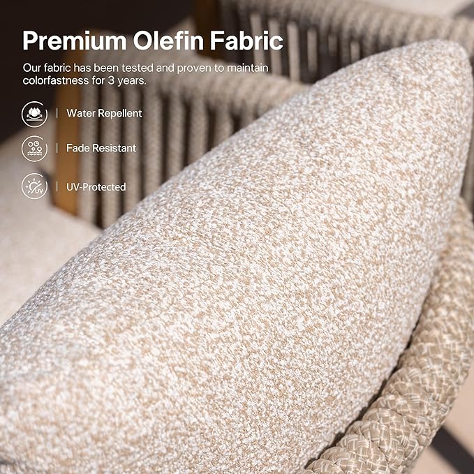 PURPLE LEAF 17 Pieces Outdoor Dining Set for 16, Aluminum Outdoor Patio Table and Chairs Set with Olefin Cushions, All-Weather Patio Dining Set for Garden or Deck, Beige