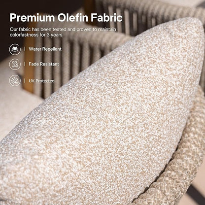 PURPLE LEAF 9 Pieces Outdoor Dining Set for 8, Aluminum Outdoor Patio Table and Chairs Set with Olefin Cushions, All-Weather Patio Dining Set for Garden or Deck, Beige