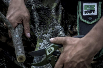 EZ Kut Original Ratcheting Pruner Kit with Molded Ballistic Nylon Sheath and Carbide Blade Tool, Green and Black