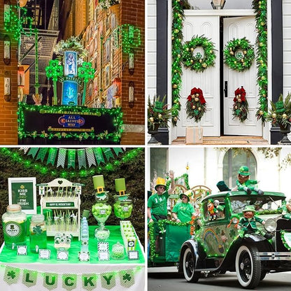 JMEXSUSS 4 Pack Green Solar Christmas Lights, Total 400 LED 132FT Solar String Lights Outdoor Waterproof, 8 Modes Copper Wire Solar Fairy Lights for Patio Garden Yard Tree Christmas Decor