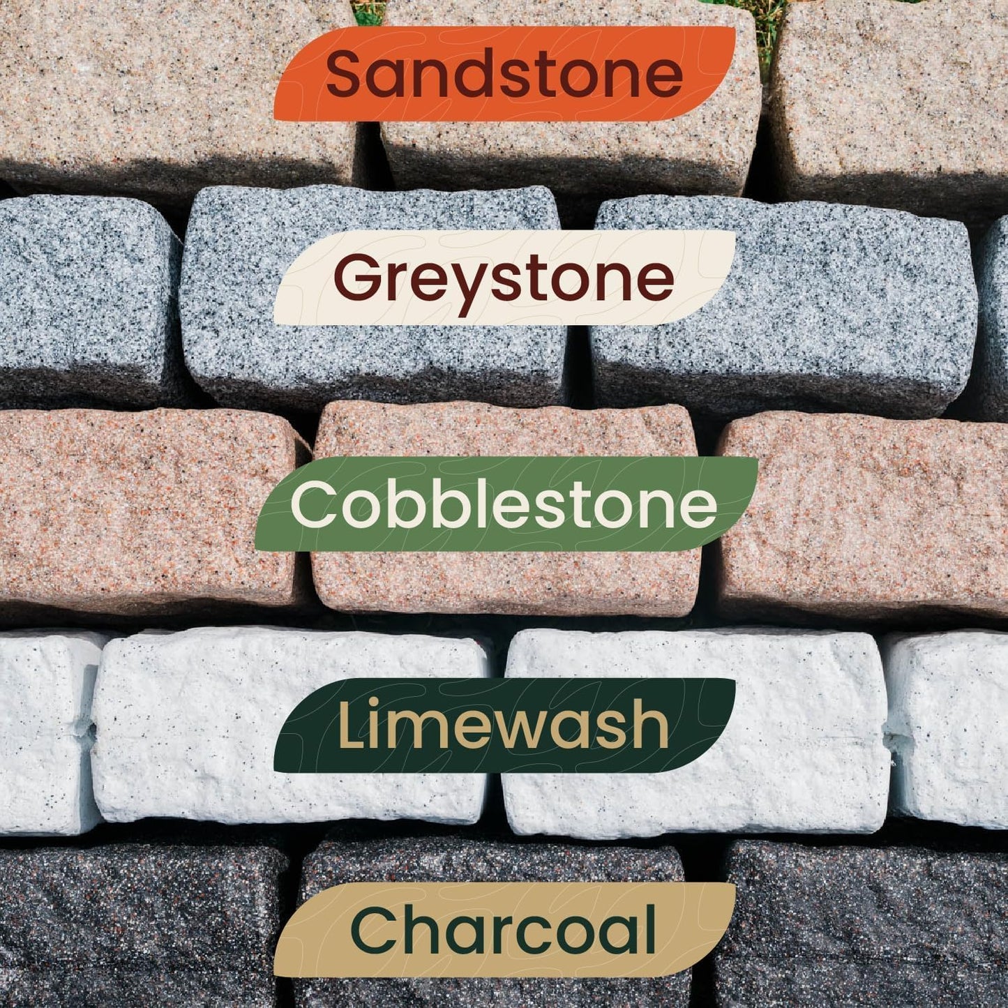 Beuta Landscape Edging | Garden Edging Border | Faux Stone Blocks for Lawn Edging, Flower Beds & Yard Edging – 1 Pack | Each Section Has 6 Blocks 48" L x 4" W x 6.5" H | 2 Spikes | Limewash