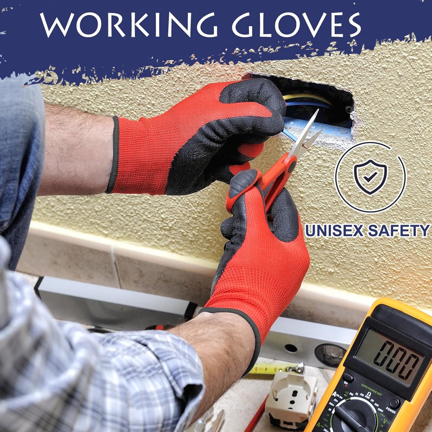 48 Pairs Garden Gloves for Women Men Breathable Rubber Coated Yard Safety Work Thorn Proof Work Gloves