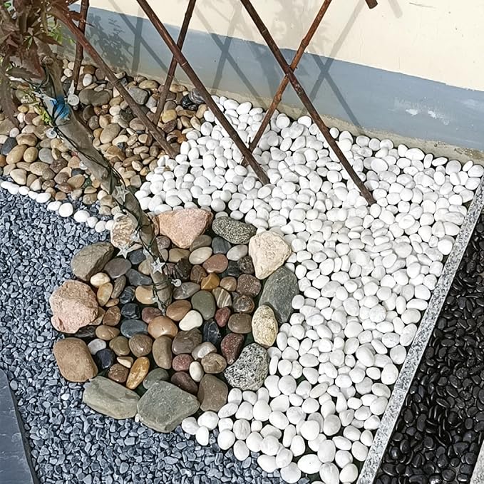20 lbs White Rocks for Gardens, 2-3 Inch Decorative Pebbles for Plants Outdoor, White River Rocks for Landscaping Plants Backyard Aquarium Vase and Bird Bath
