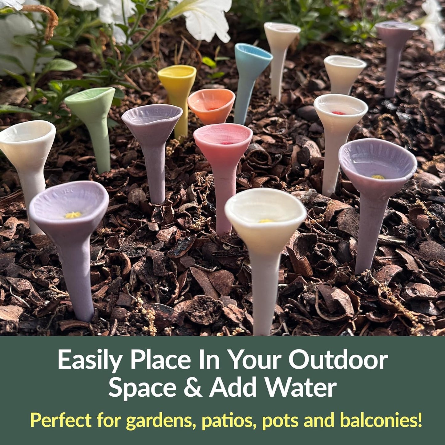 5 Pack, Bee Watering Station, 100% Handmade Porcelain, Bee and Butterfly Feeder for Garden, Outdoor Feeders for Thirsty Pollinators, Plastic Free, Pollinator Attracting Glaze (5, Cactus)