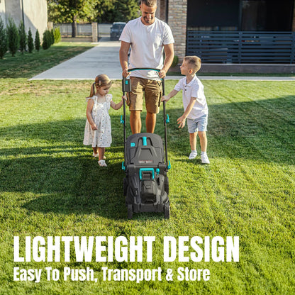Electric Lawn Mower Cordless, 2x20V 16 inch Push Lawn Mower with 6-Position Cutting Height Adjustment, 2x4.0Ah Battery & Dual Charger Included