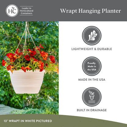 The HC Companies Wrapt Hanging Planters - Lightweight Plant Pot Hanger for Hanging Plants, Vegetables & Herbs - Outdoor & Indoor Hanging Basket for Plants (11" Pepperstone, Pack of 2)