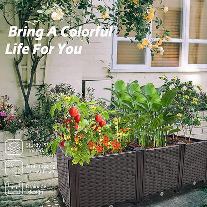 Raised Garden Bed Large Planters for Outdoor Plants Elevated Rectangular Garden Box Kits for Gardening, Vegetables, Flowers and Herbs in Backyard Patio Balcony